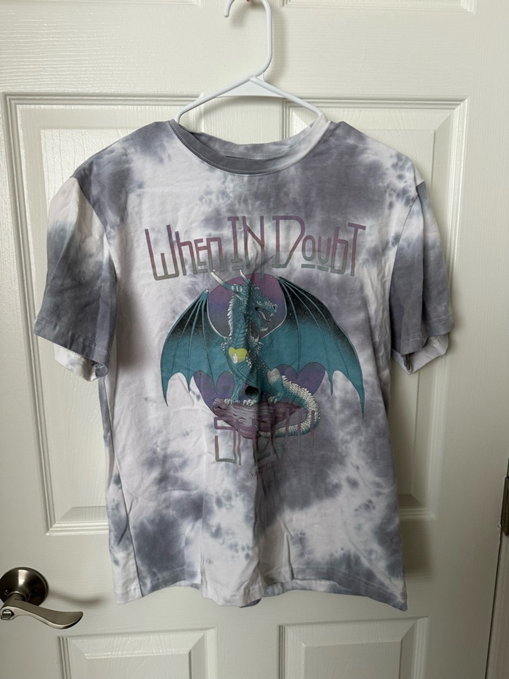 OTTO Tie-Dye Dragon Graphic Tee - Gray & Teal